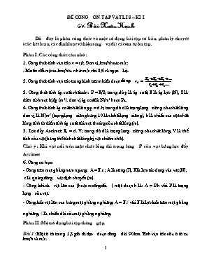 Đề cương ôn thi học kì I Vật lí lớp 8 - Bùi Xuân Hạnh